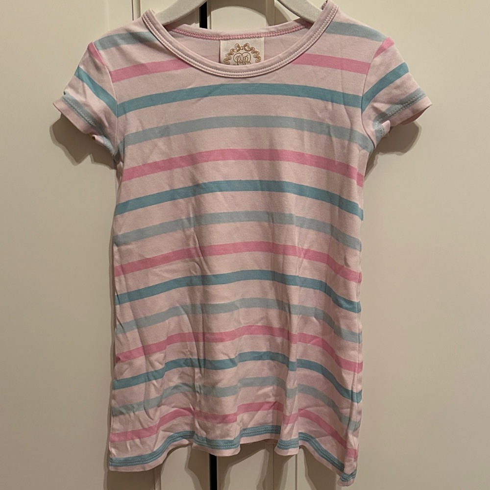 The Beaufort Bonnet Company Striped Pink and Blue Kids Dress 3T